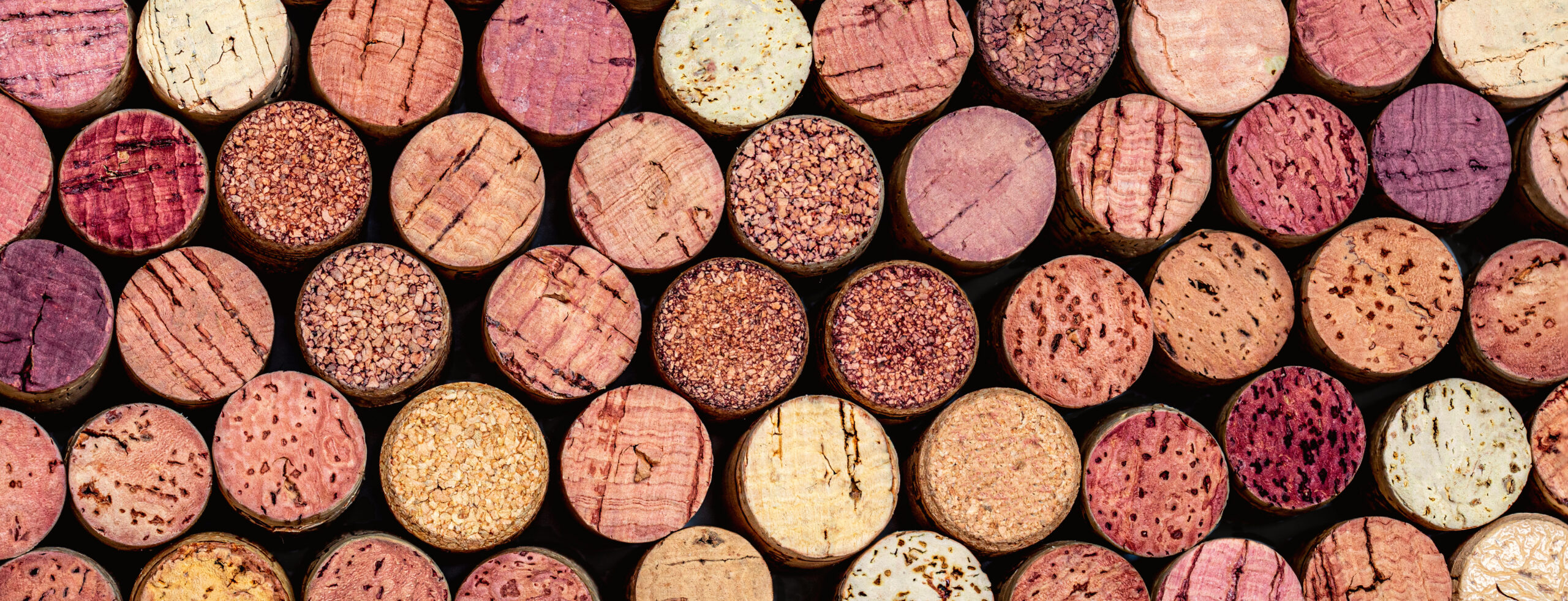 Wine corks Pattern. Various wooden wine corks  as a Background. Food and drink concept