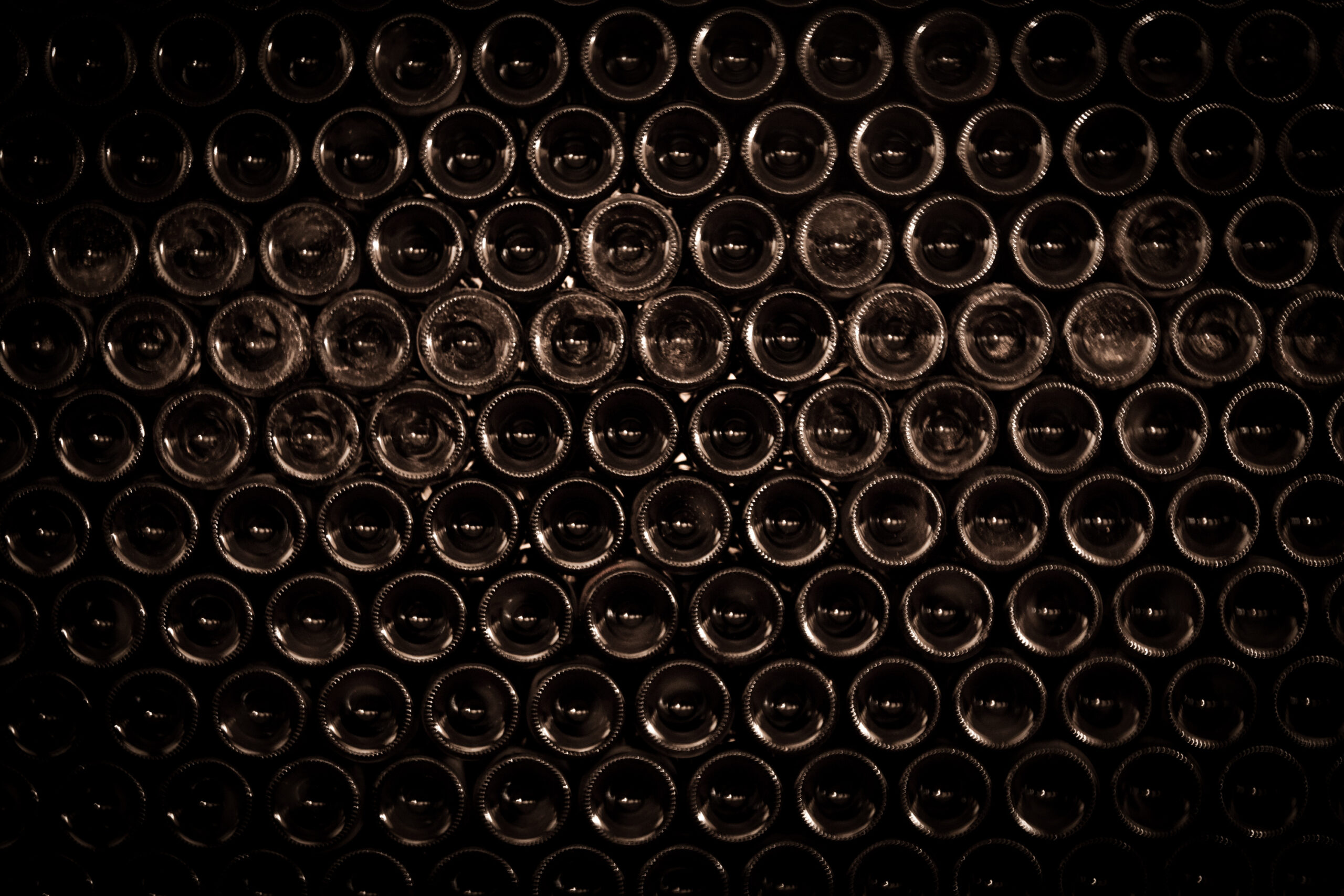 Wine Bottles in an Old Wine Cellar Background